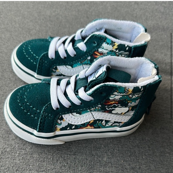 Vans Green and White High-Top Sneakers - Picture 4 of 5